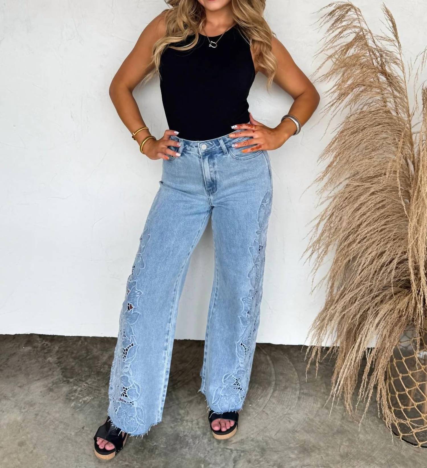 Blakeley - Floral Charm Wide Leg Jeans