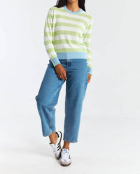 Brodie Cashmere - Mesh Stripe Crew Sweater