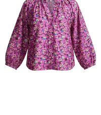 APIECE APART Trini Puff Sleeves Top in florette peony - women's blouse - alternate view