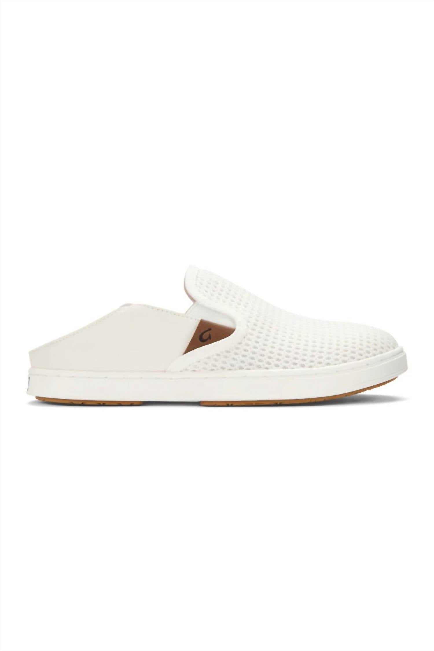 OluKai Women's Pehuea Shoes in bright white - women's sneaker - detail view