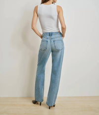 Favorite Daughter Tommy Low Slung Straight Jeans in flint - women's jeans - detail view