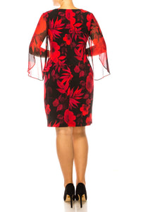 Connected Apparel - Floral Split-sleeve Sheath Dress
