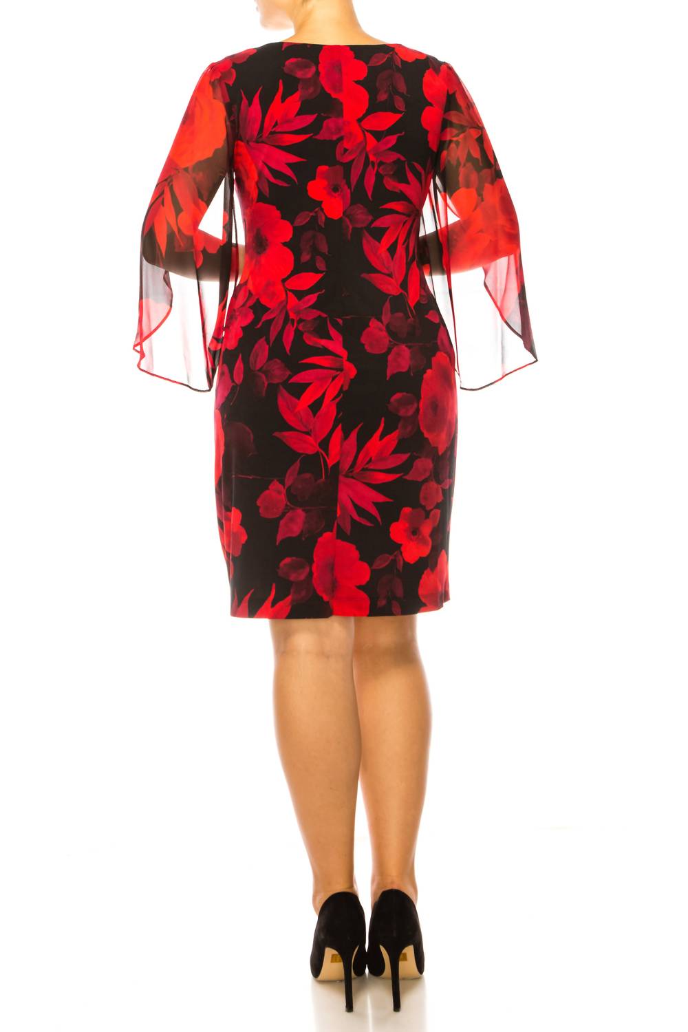 Connected Apparel - Floral Split-sleeve Sheath Dress