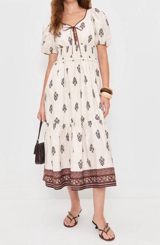 Moon River - Puff Sleeve Pleated Midi Dress