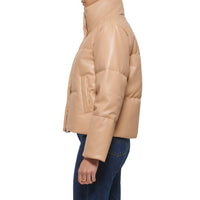 LEVI'S Juniors Faux Leather Bomber Puff Jacket in biscotti - women's jacket - alternate view