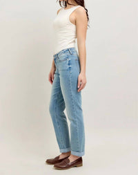 Judy Blue - Women's Wilma V-front Cool Denim Cuff Boyfriend Jeans
