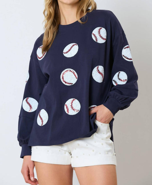 Fantastic Fawn - Baseball Sequins Long Sleeve Top