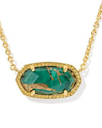Kendra Scott - Women's Elisa Gold Veined Malachite Necklace