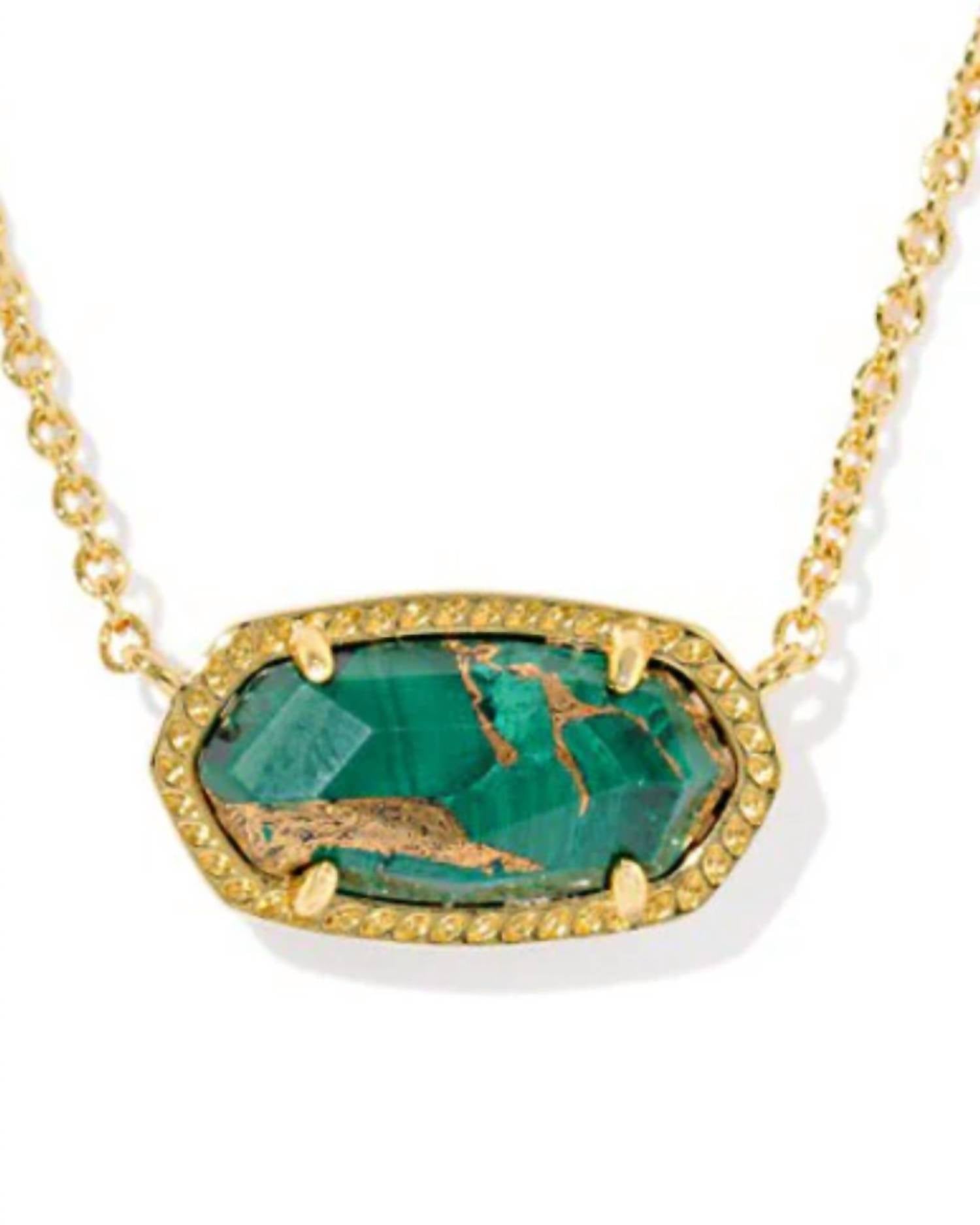Kendra Scott - Women's Elisa Gold Veined Malachite Necklace