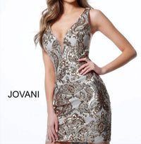 Jovani - Sequin Paisley Cocktail Dress
