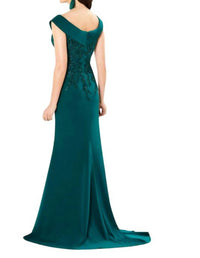 Montage by Mon Cheri Portrait Neckline Dress in emerald - women's dress - detail view