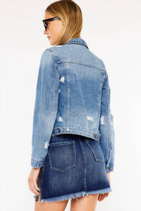 KanCan Classic Trucker Jacket in medium wash - women's jacket - alternate view