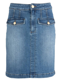 KUT FROM THE KLOTH Rosetta Denim Pencil Skirt in clever - women's skirt - detail view