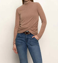 Sanctuary - Long Sleeve Draped Mock Neck Top