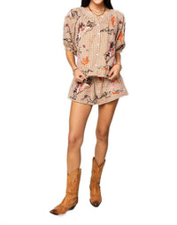 Queen Of Sparkles - Gingham Bucking Cowgirl Button Up Cotton Top
