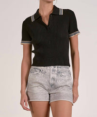 Elan - Women's Penny Knit Polo Top