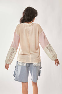 Davi & Dani - Patchwork Floral Print Top