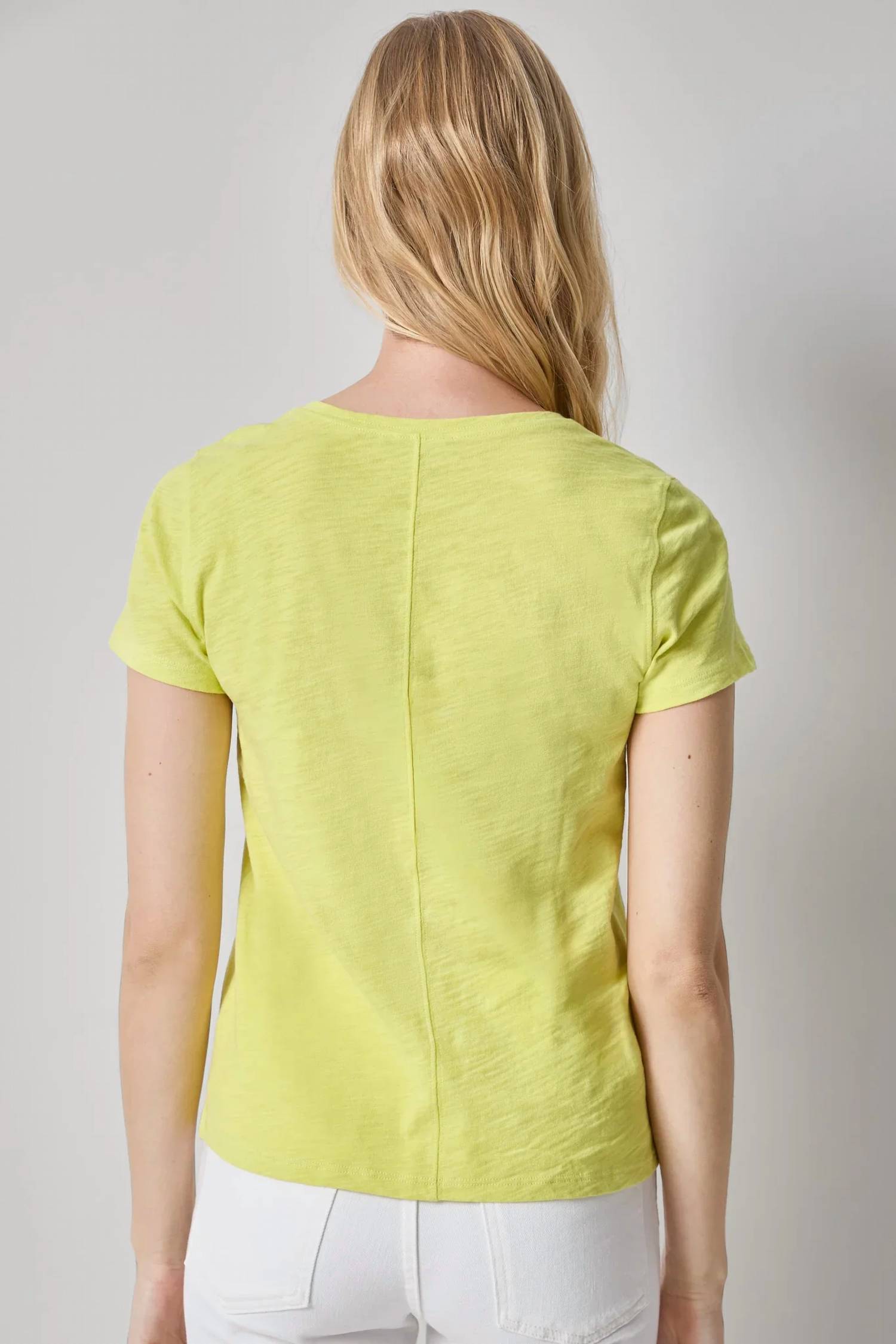 Lilla P - Short Sleeve Back Seam V-neck Top
