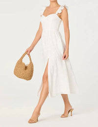 Astr - Wedelia Ruffle Strap Eyelet Corset Midi Dress