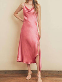Dress Forum - Long Slip Satin Silk Midi Dress