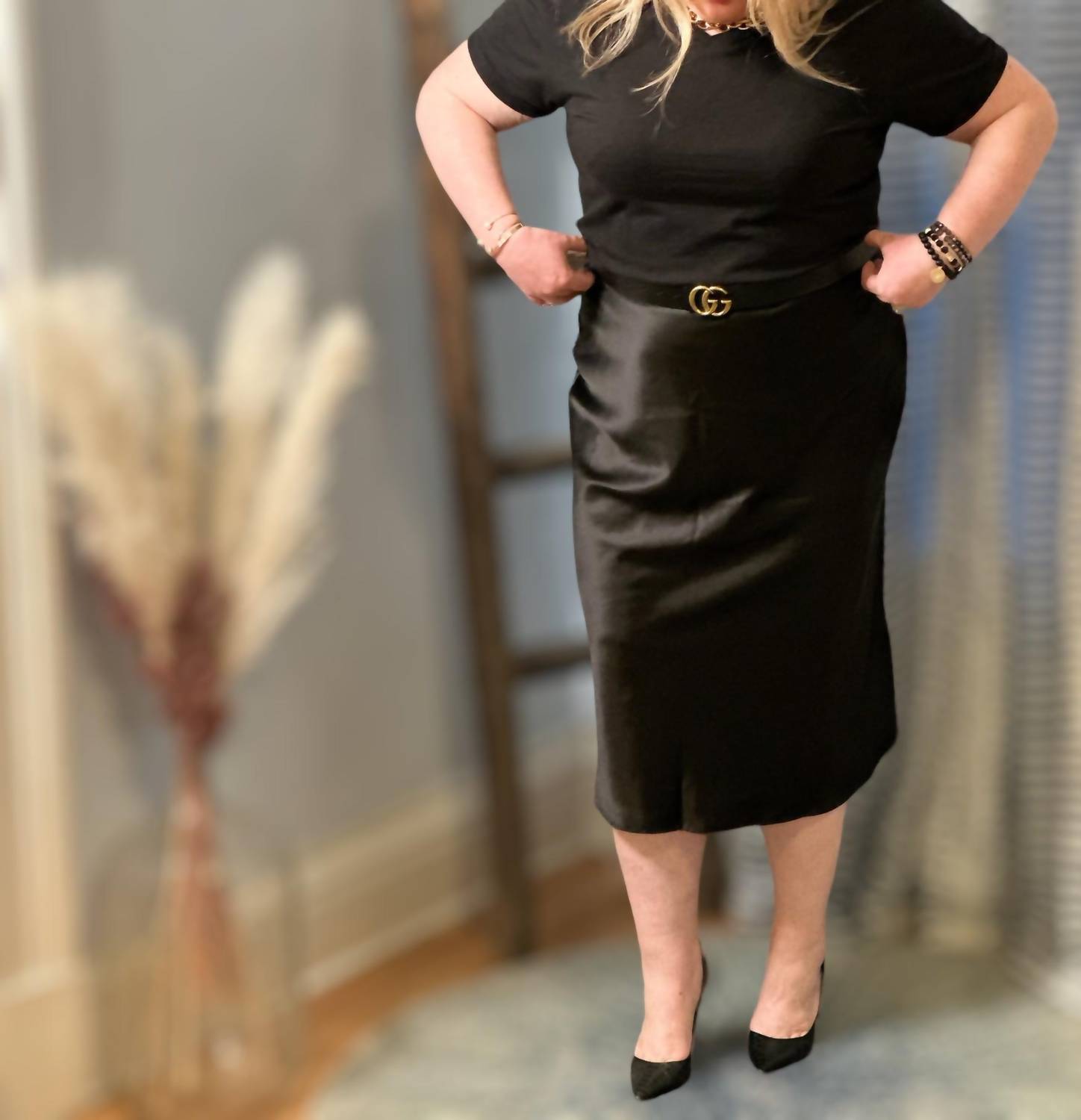 Amelia K. Luxe - Satin Midi Skirt