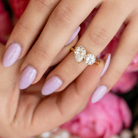 Starlette Women's Double Feature Stones Aurora Ring in gold - women's jewelry - detail view