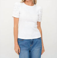Six/Fifty - Alexandria Ribbed Ruched Sleeve Top