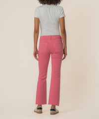 KUT FROM THE KLOTH Kelsey High Rise Ankle Flare Jeans in flamingo 1 - women's jeans - detail view