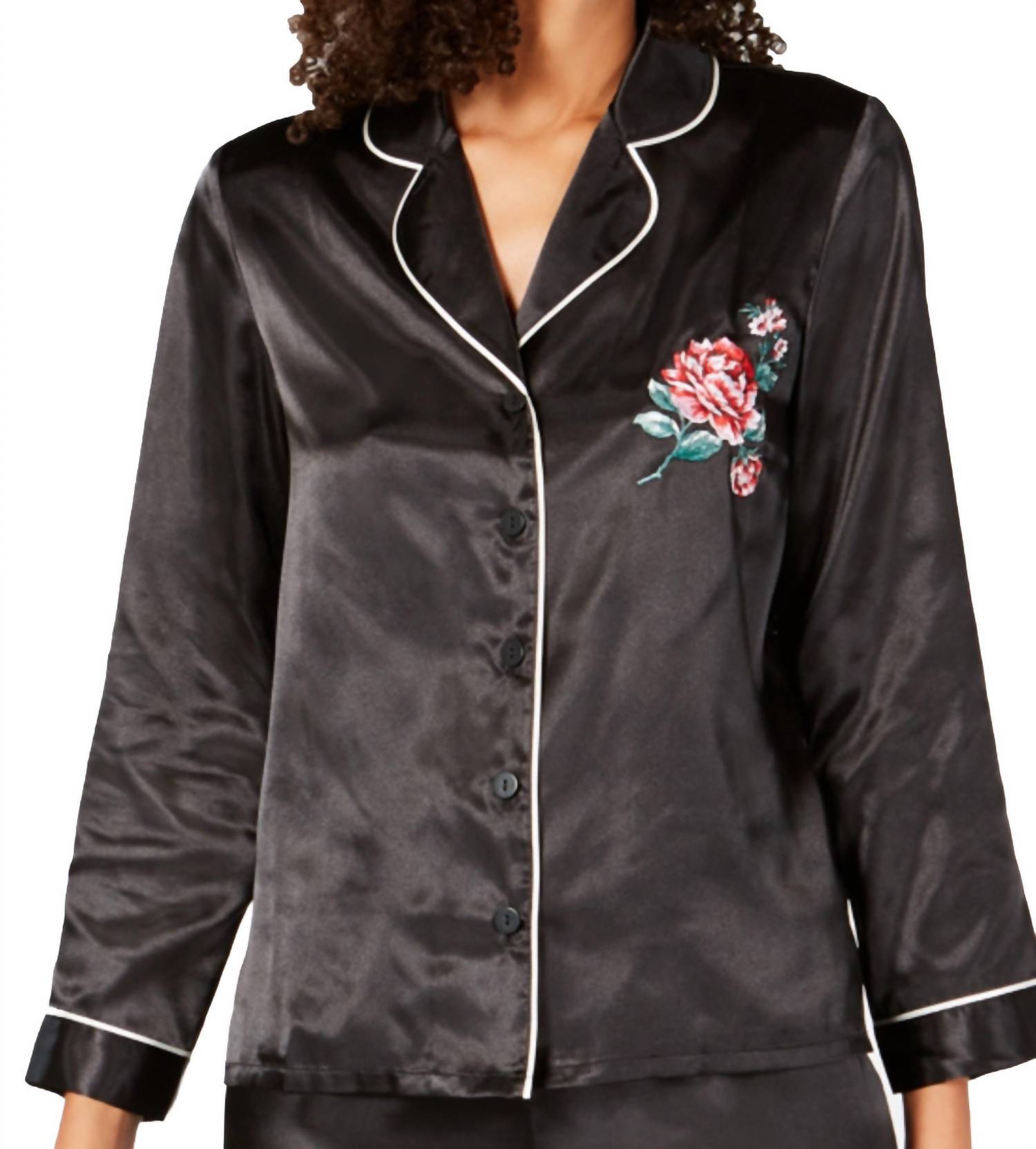 Thalia Sodi - Women's Embroidered Long Sleeve Pajama Top