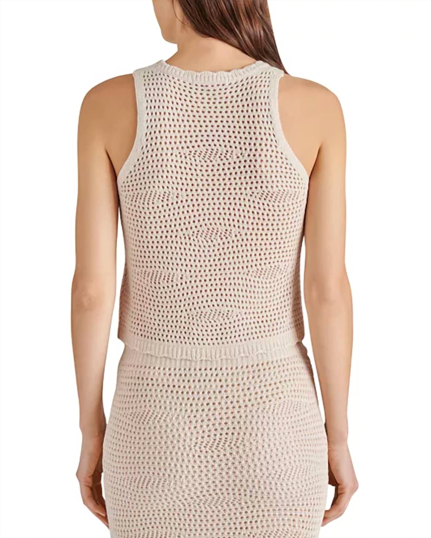 STEVE MADDEN Hannah Sweater Tank Top in oatmeal - women's tank top - detail view