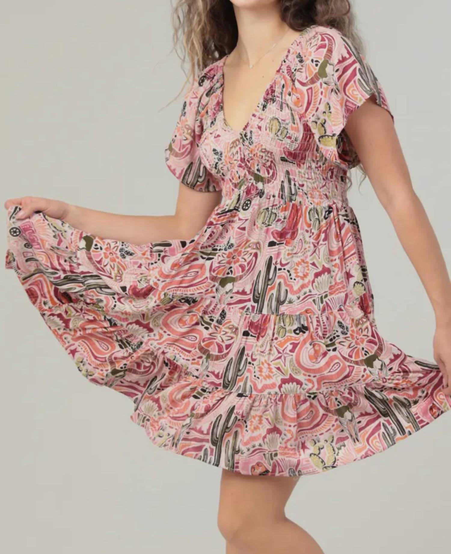 Angie - Ophelia Short Sleeve Smocked Doice Dress