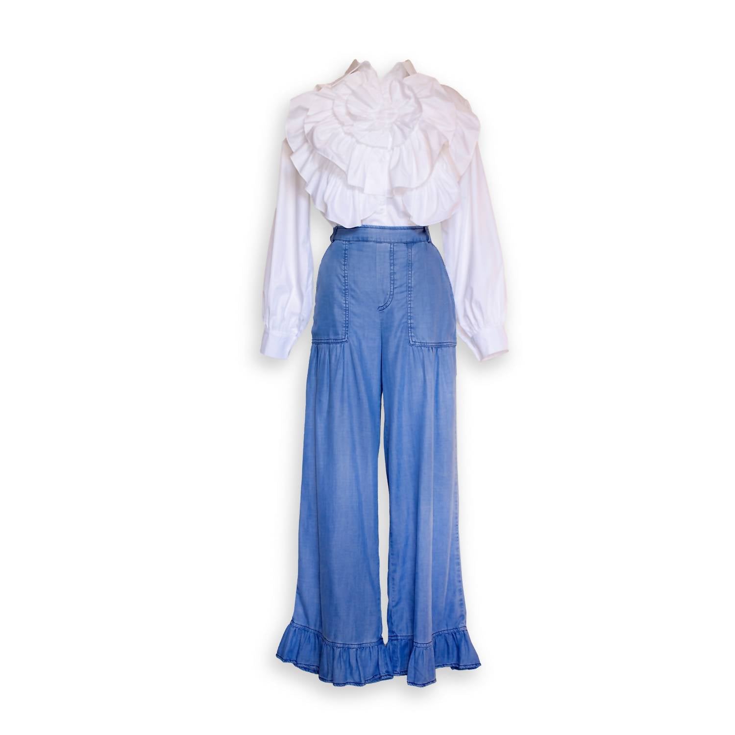 Beulahstyle - Women's Floral Ruffle Blouse