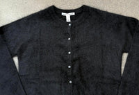 Autumn Cashmere Women's Brushed Baby Cardigan in black - women's cardigan - detail view