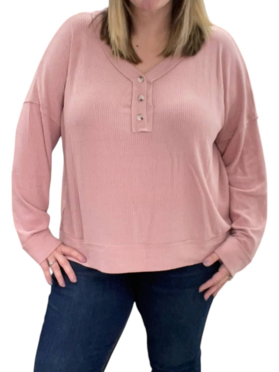 White Birch - Ribbed Henley Sweater