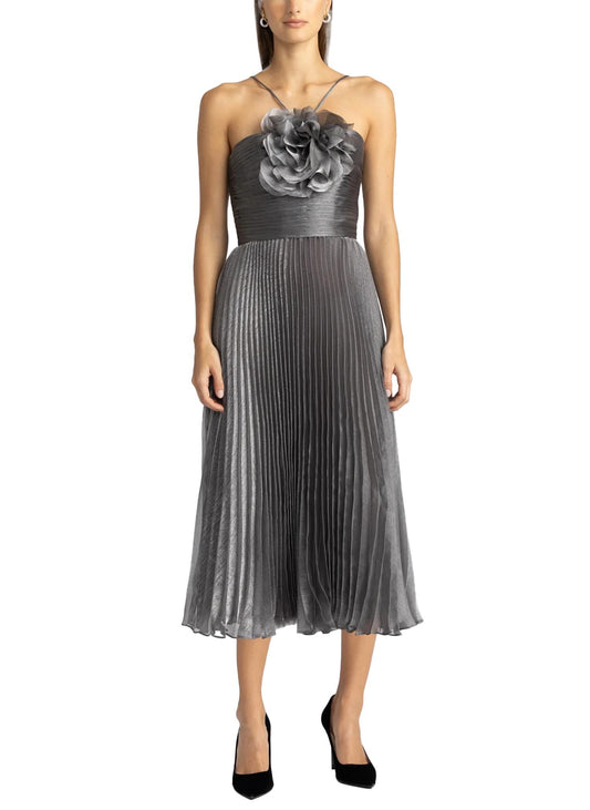 Zac Posen - Pleated Midi Dress with Flower