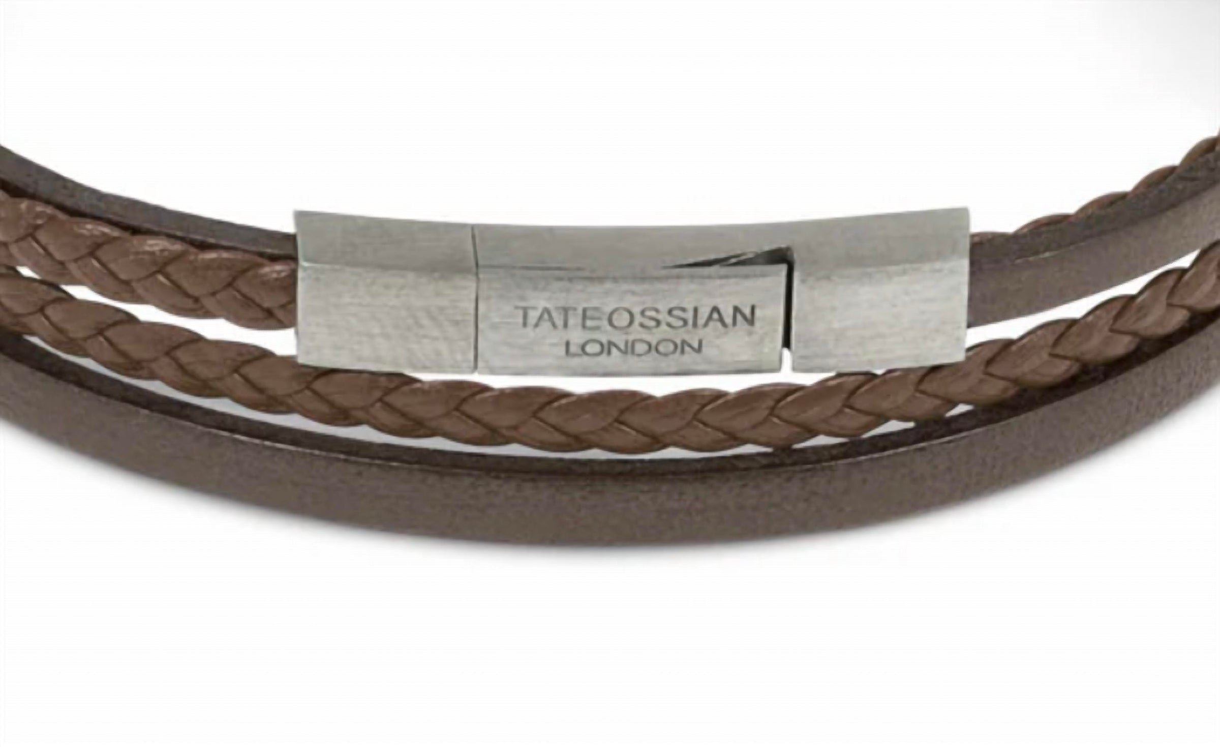 Tateossian Unisex Fettuccine Multi Strand Bracelet in brown - women's jewelry - detail view