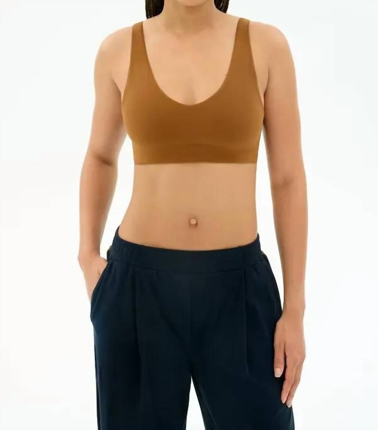 SPLITS59 Airweight Scoop Back Bra in honey - women's intimate