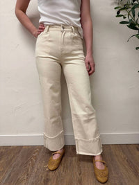 Vervet By Flying Monkey - High Rise Cuffed Wide Leg Denim Pants