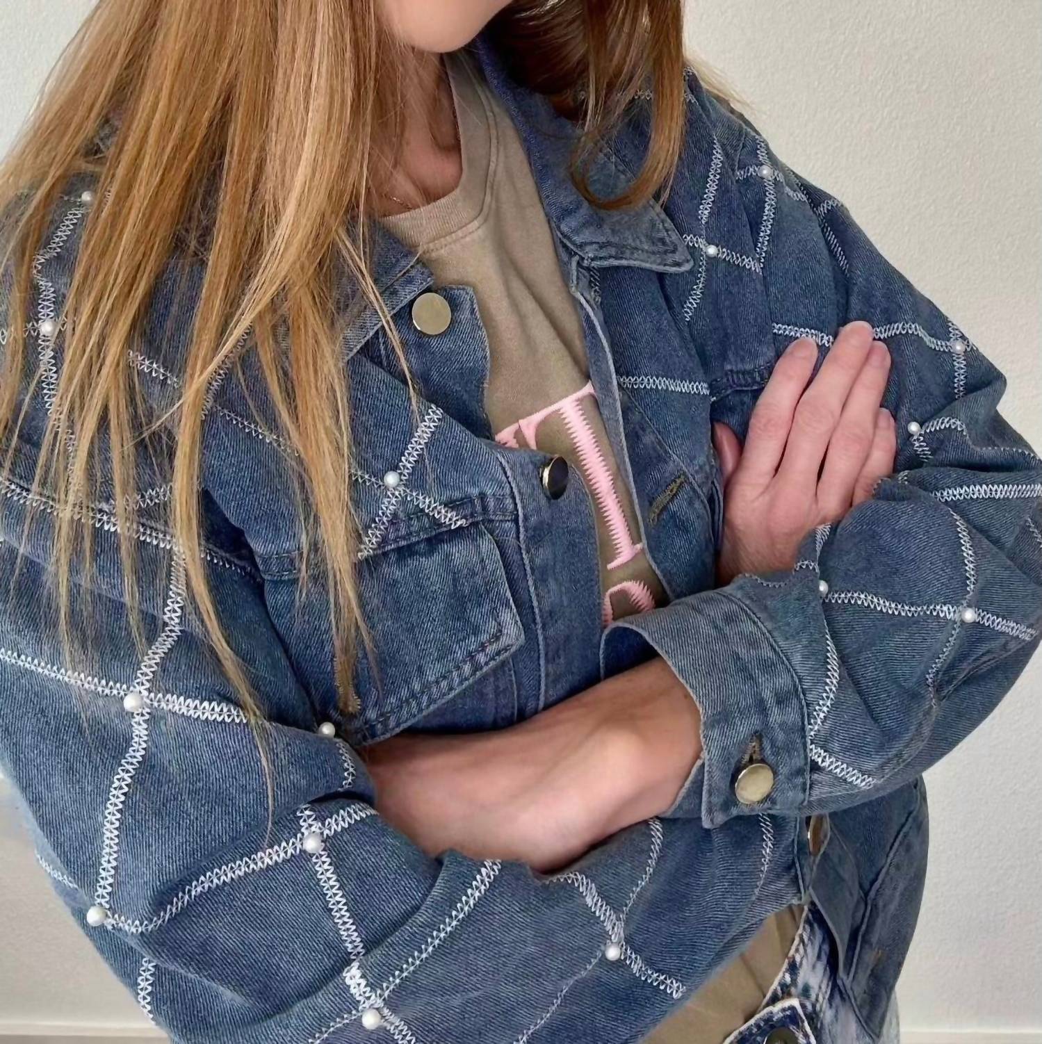 Miss Sparkling - Denim Pearl Jacket