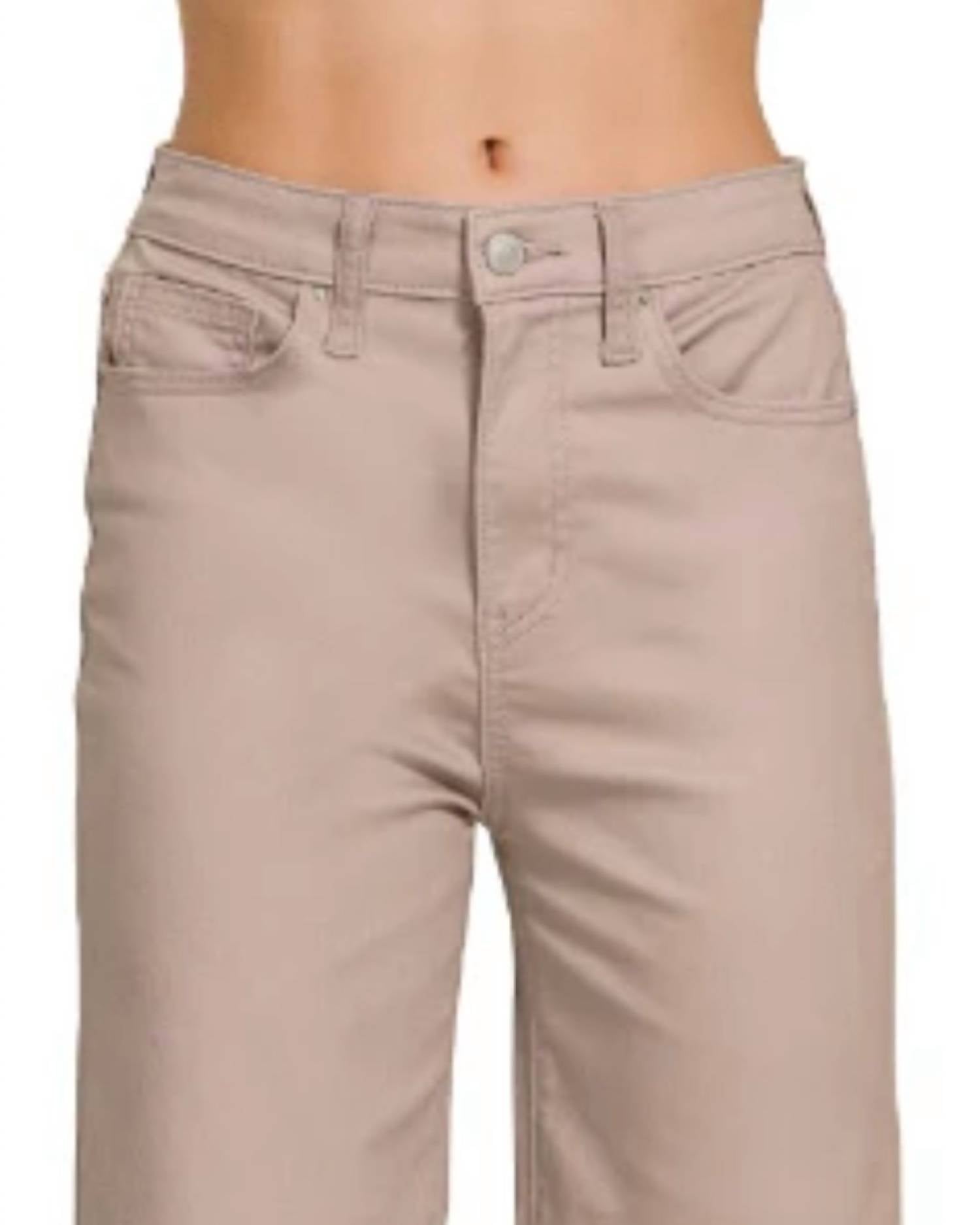 ZENANA Wide Leg Crop Jeans in ash mocha - women's jeans - detail view