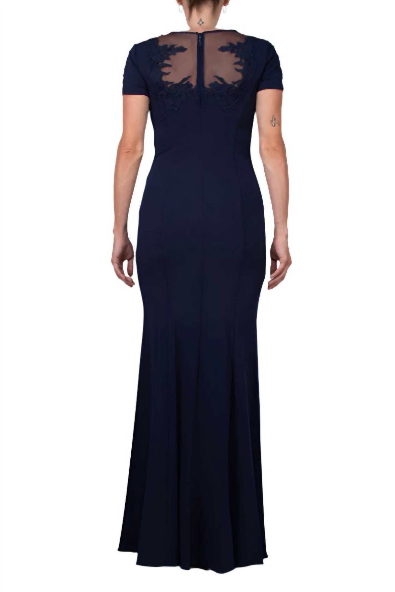 Aidan Mattox - Embellished Crewneck Crepe Dress