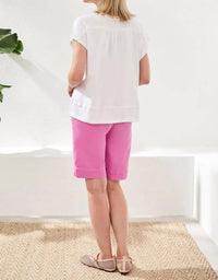 Tribal - Slub Knit V-neck Cap Sleeve Top