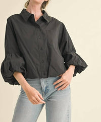 &Merci - Button Down Bubble Sleeve Top
