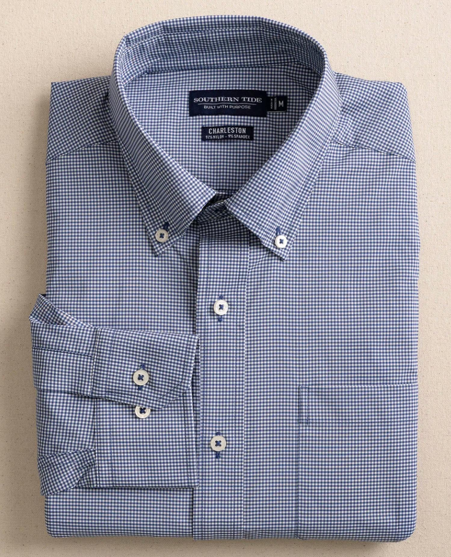 SOUTHERN TIDE Gingham Intercoastal Sport Shirt in seven seas blue - men's shirt - view 5
