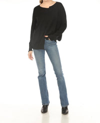 Planet By Lauren G. - Cut-out Boatneck Sweater