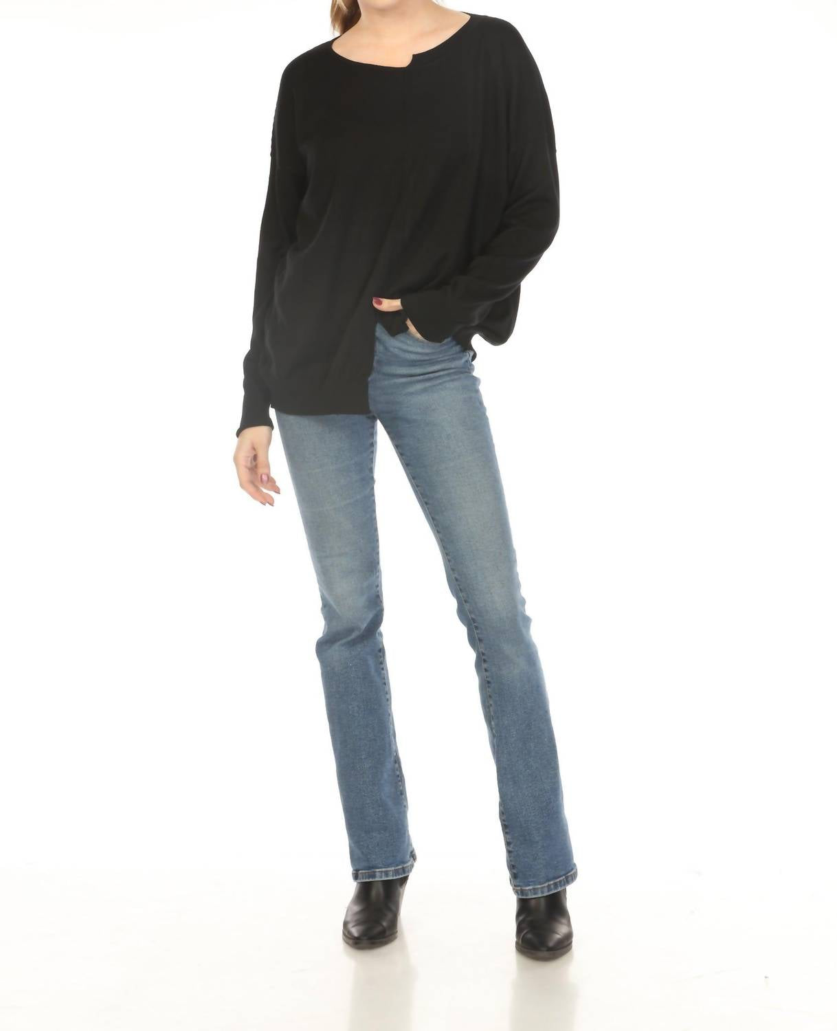 Planet By Lauren G. - Cut-out Boatneck Sweater