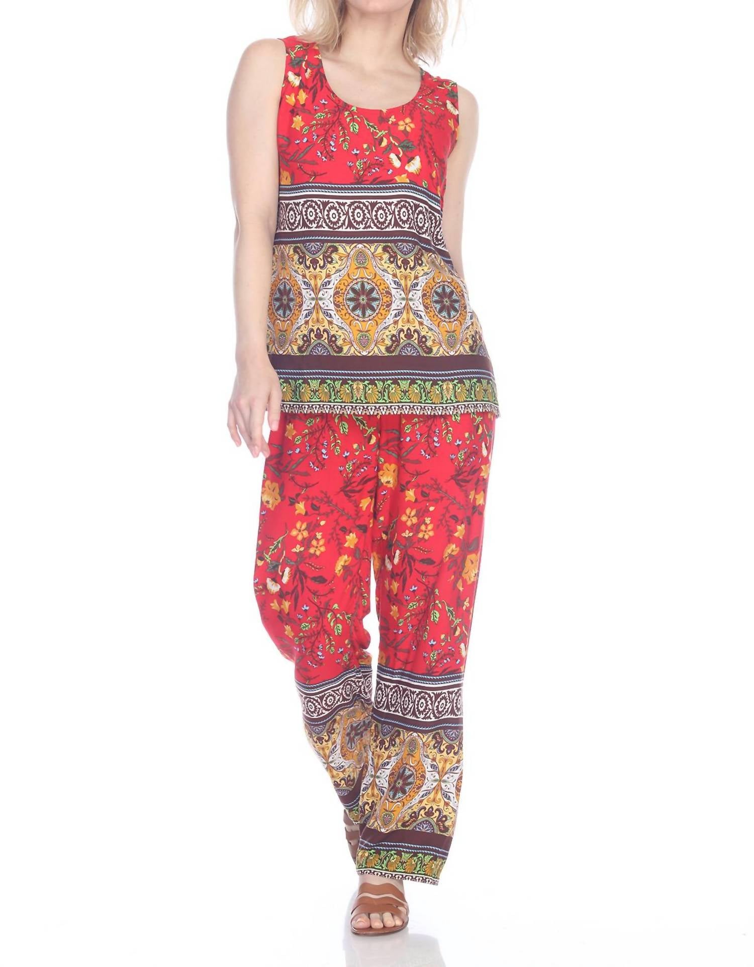 Paparazzi - Rayon Border Print Scoop Neck Tank
