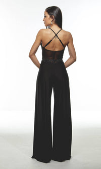 ALYCE PARIS Plunging Neckline Jumpsuit in black - women's pants - alternate view