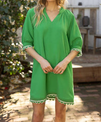 Voy - Scallop And Stripe Band Detailed Shift Dress