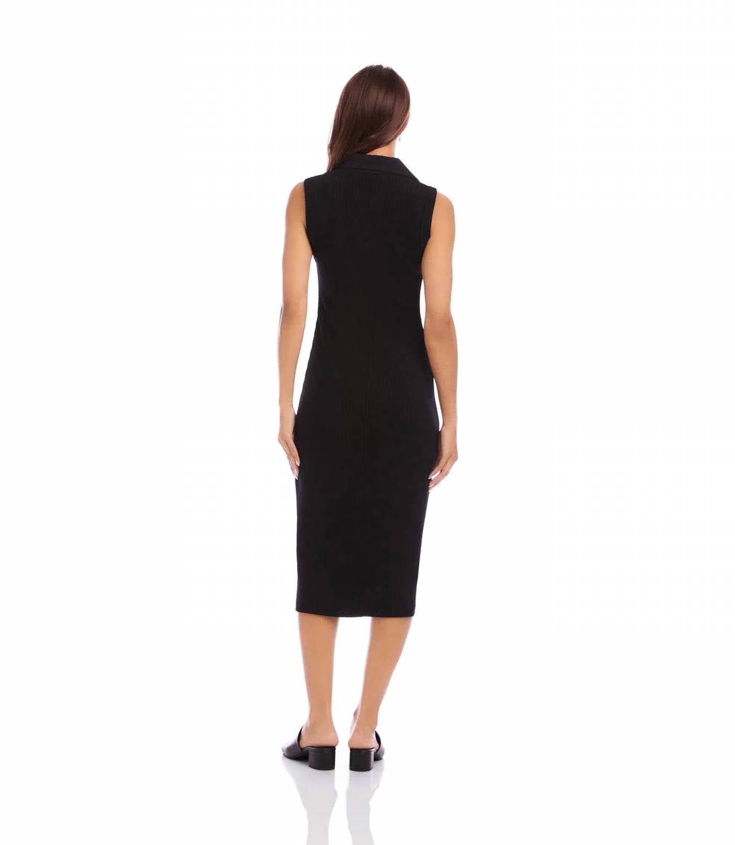 Karen Kane - Ribbed Sleeveless Button Front Midi Dress